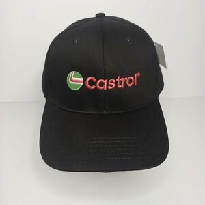 Castrol Motor Oil Baseball Cap Hat Black Cotton Embroidered Logo‎ Adjustable NWT